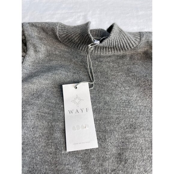 NWT WAYF Size S Lola Puff Sleeve Mock Neck Sweater Mini Dress Gray - Picture 7 of 10